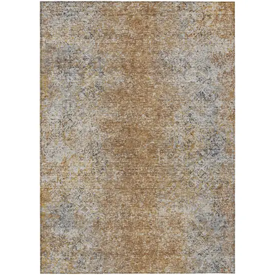Terra Cotta Silver And Charcoal Oriental Washable Indoor Outdoor Area Rug Photo 2