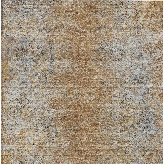 Terra Cotta Silver And Charcoal Oriental Washable Indoor Outdoor Area Rug Photo 7