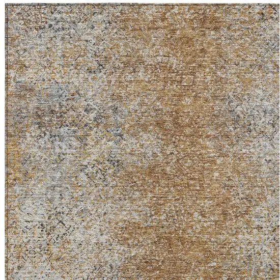 Terra Cotta Silver And Charcoal Oriental Washable Indoor Outdoor Area Rug Photo 6
