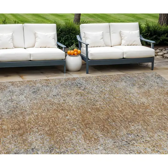 Terra Cotta Silver And Charcoal Oriental Washable Indoor Outdoor Area Rug Photo 1
