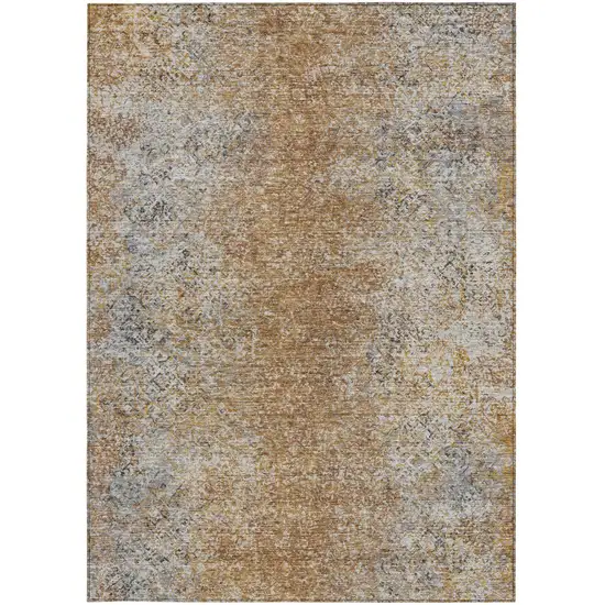Terra Cotta Silver And Charcoal Oriental Washable Indoor Outdoor Area Rug Photo 5