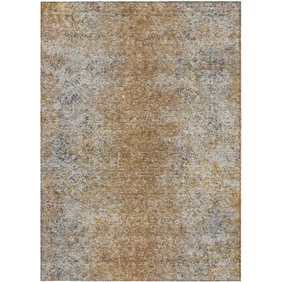 Terra Cotta Silver And Charcoal Oriental Washable Indoor Outdoor Area Rug Photo 7