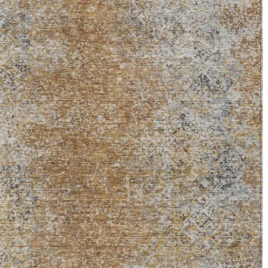 Terra Cotta Silver And Charcoal Oriental Washable Indoor Outdoor Area Rug Photo 6