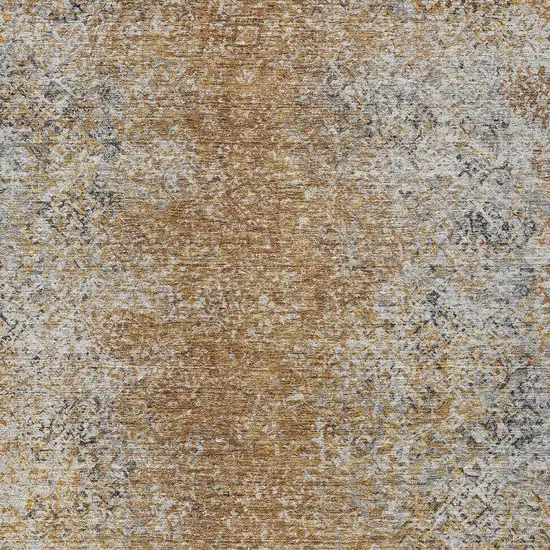 Terra Cotta Silver And Charcoal Oriental Washable Indoor Outdoor Area Rug Photo 6