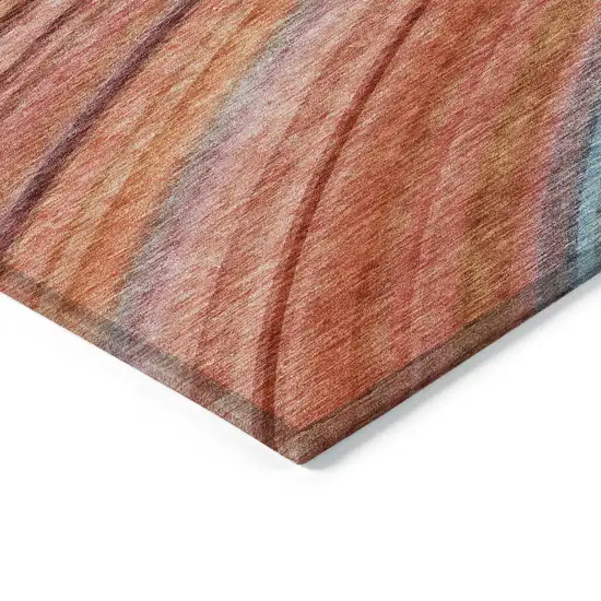 Terra Cotta Striped Washable Non Skid Indoor Outdoor Area Rug Photo 4
