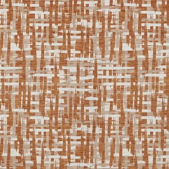 Terra Cotta Tan And Ivory Abstract Washable Indoor Outdoor Area Rug Photo 6