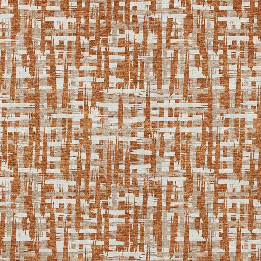Terra Cotta Tan And Ivory Abstract Washable Indoor Outdoor Area Rug Photo 6