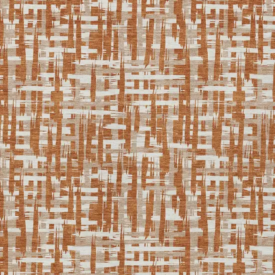 Terra Cotta Tan And Ivory Abstract Washable Indoor Outdoor Area Rug Photo 6