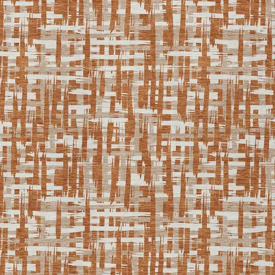Terra Cotta Tan And Ivory Abstract Washable Indoor Outdoor Area Rug Photo 6