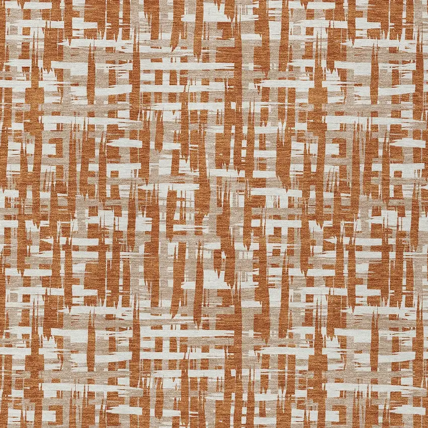 Terra Cotta Tan And Ivory Abstract Washable Indoor Outdoor Area Rug Photo 6