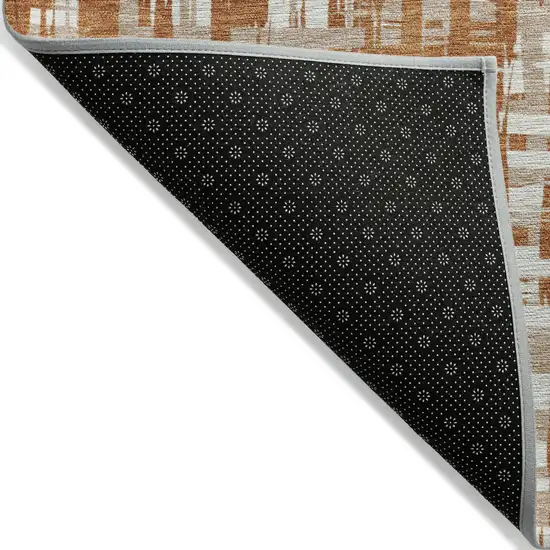 Terra Cotta Tan And Ivory Abstract Washable Indoor Outdoor Area Rug Photo 3