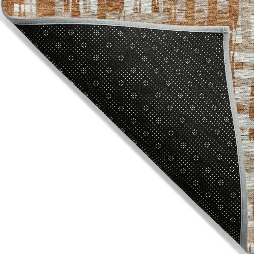 Terra Cotta Tan And Ivory Abstract Washable Indoor Outdoor Area Rug Photo 3