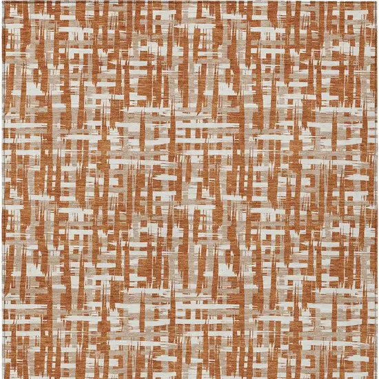 Terra Cotta Tan And Ivory Abstract Washable Indoor Outdoor Area Rug Photo 6