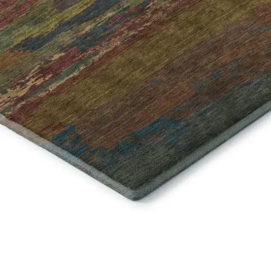 Terra Cotta Teal And Green Abstract Washable Area Rug With UV Protection Photo 6