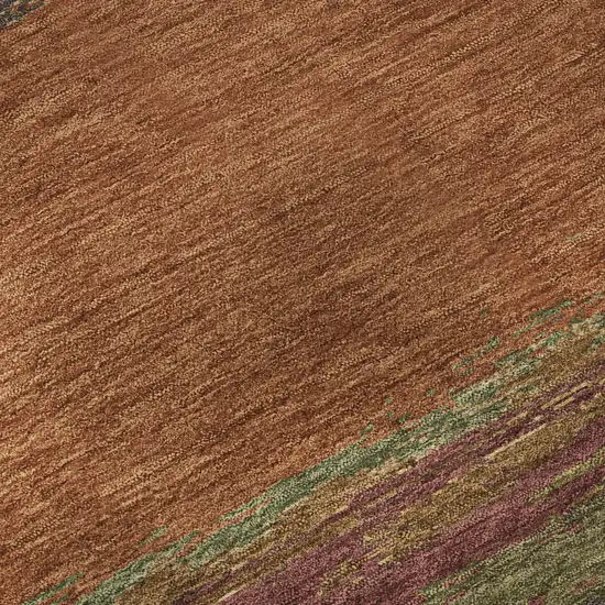 Terra Cotta Teal And Green Abstract Washable Area Rug With UV Protection Photo 1