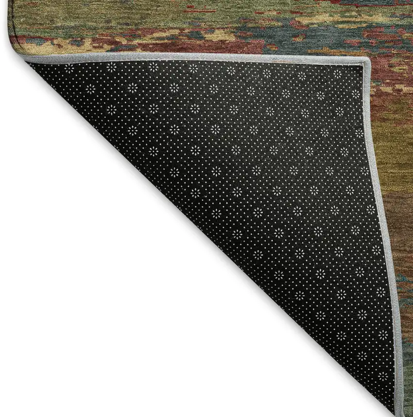 Terra Cotta Teal And Green Abstract Washable Area Rug With UV Protection Photo 5