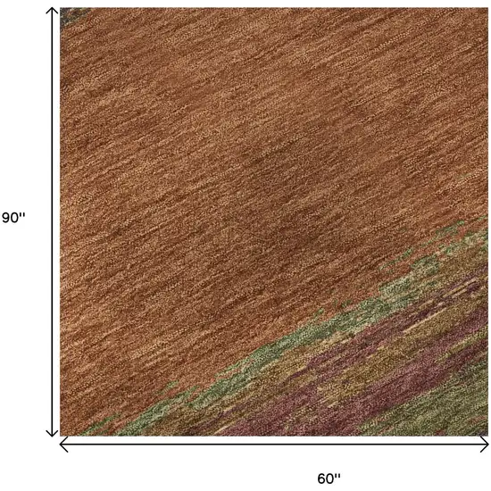 Terra Cotta Teal And Green Abstract Washable Area Rug With UV Protection Photo 8