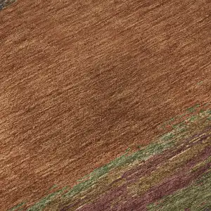 Photo of Terra Cotta Teal And Green Abstract Washable Area Rug With UV Protection