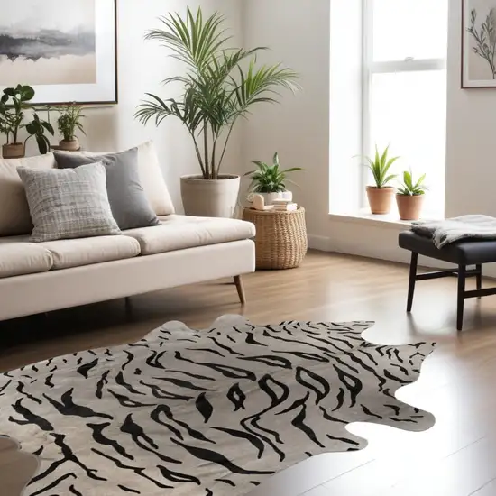Gray and Black Cowhide Cowhide Area Rug Photo 1