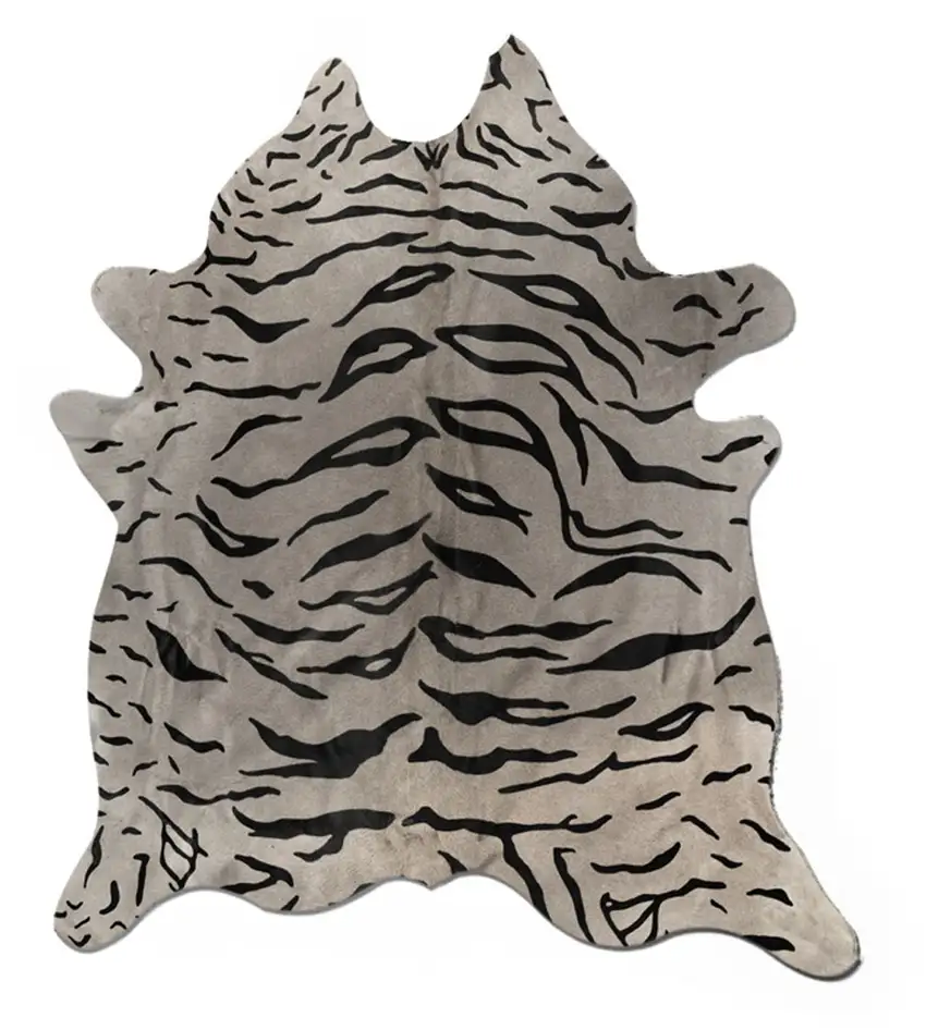 Tiger Black On Grey Cowhide - Rug Photo 2