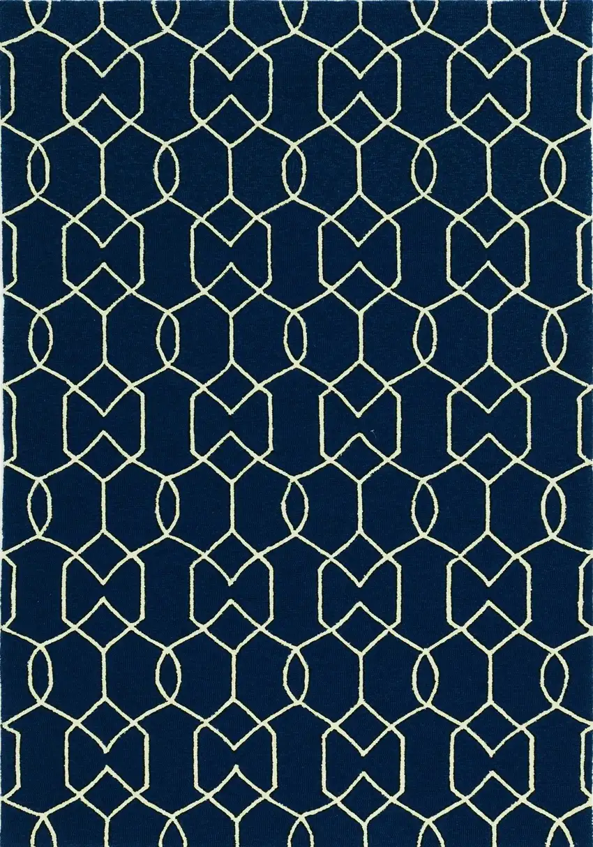 Trellis and Diamond Navy UV Treated Area Rug Photo 1