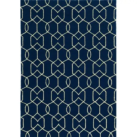 Trellis and Diamond Navy UV Treated Area Rug Photo 1