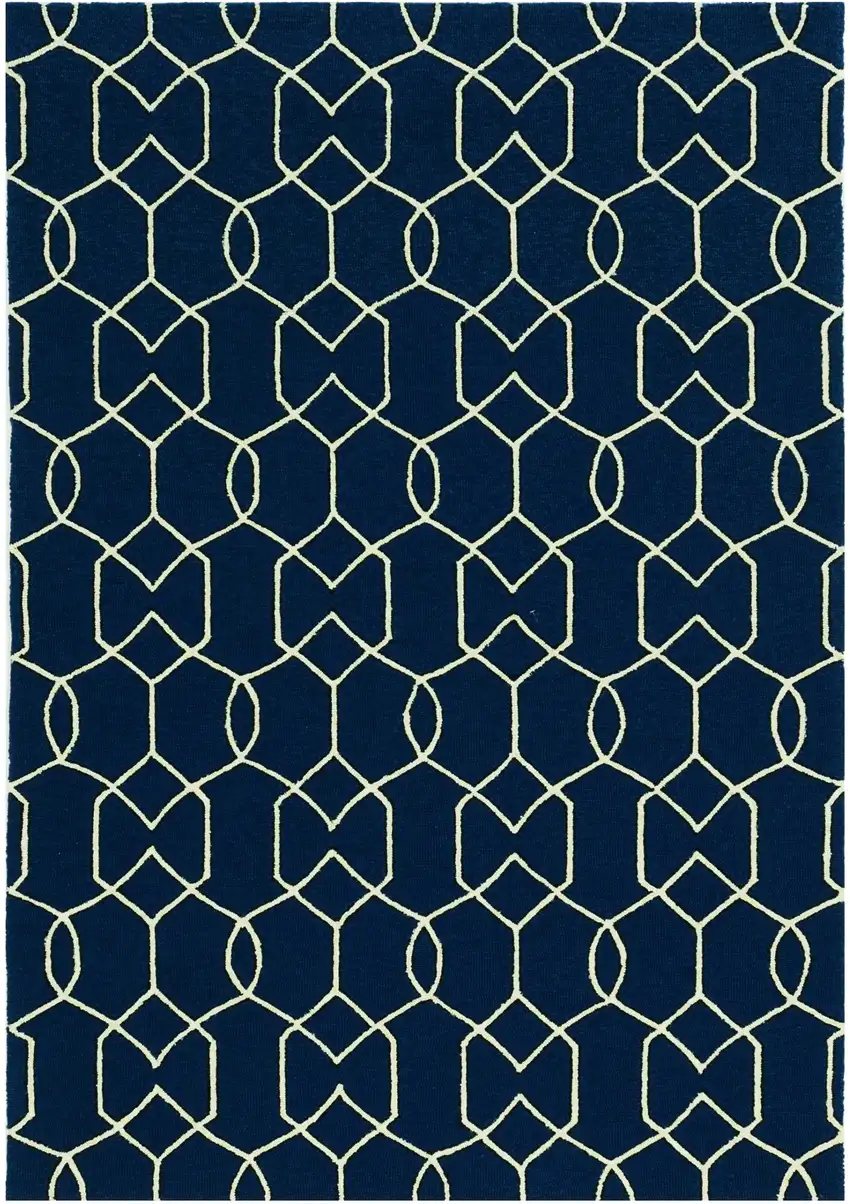 Trellis And Diamond Navy Uv Treated Area Rug Photo 2