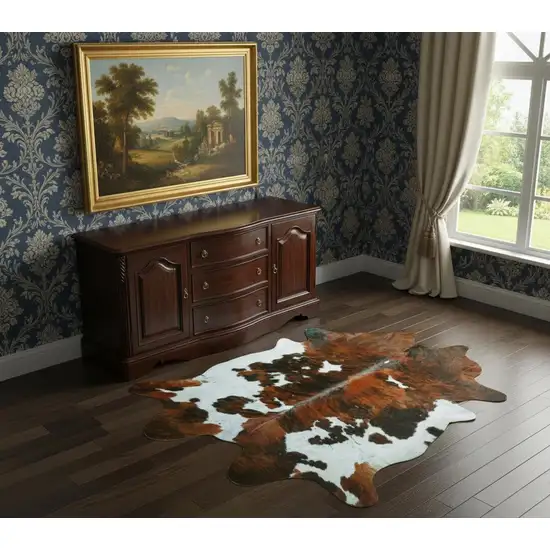 Brown And White Cowhide Handmade Area Rug Photo 1