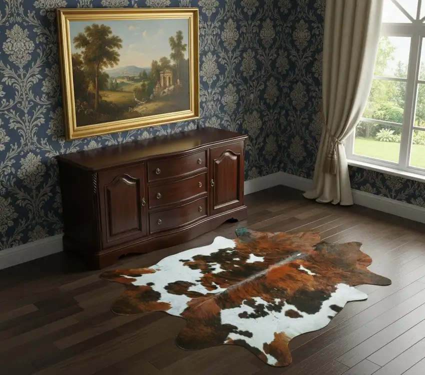 Brown And White Cowhide Handmade Area Rug Photo 1
