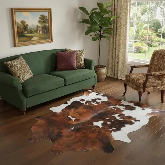 Brown And White Cowhide Handmade Area Rug Photo 1