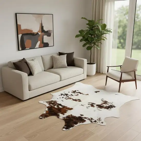 Brown And White Cowhide Area Rug Photo 1