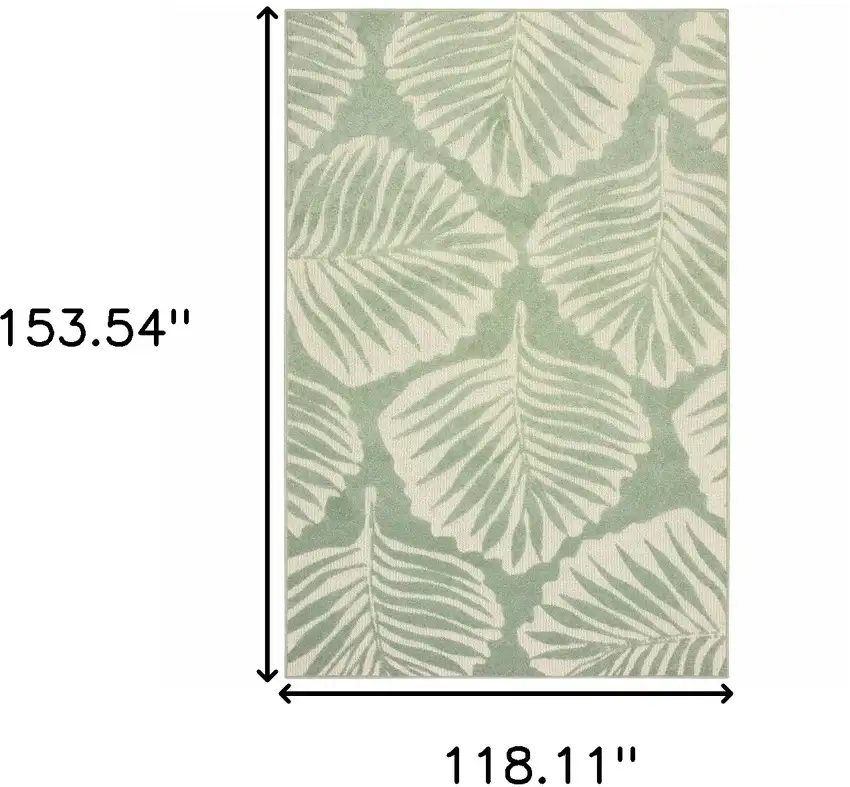 Tropical Light Green Ivory Palms Indoor Outdoor Rug Photo 6