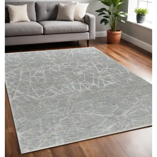 Turquoise Abstract Power Loom Stain Resistant Area Rug Photo 1