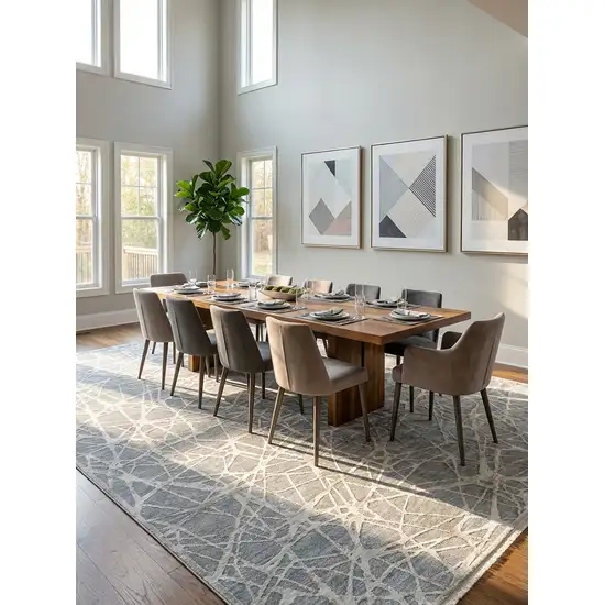 Turquoise Abstract Power Loom Stain Resistant Area Rug Photo 4