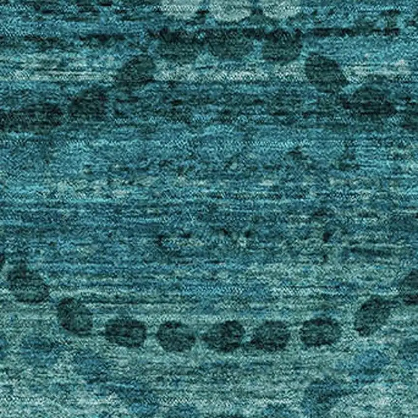 Turquoise And Aqua Abstract Geometric Washable Area Rug With UV Protection Photo 3
