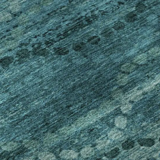 Turquoise And Aqua Abstract Geometric Washable Area Rug With UV Protection Photo 8