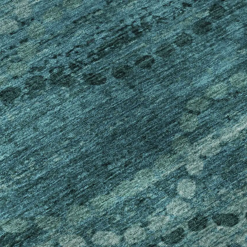 Turquoise And Aqua Abstract Geometric Washable Area Rug With UV Protection Photo 8