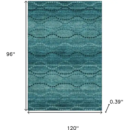 Turquoise And Aqua Abstract Geometric Washable Area Rug With UV Protection Photo 9