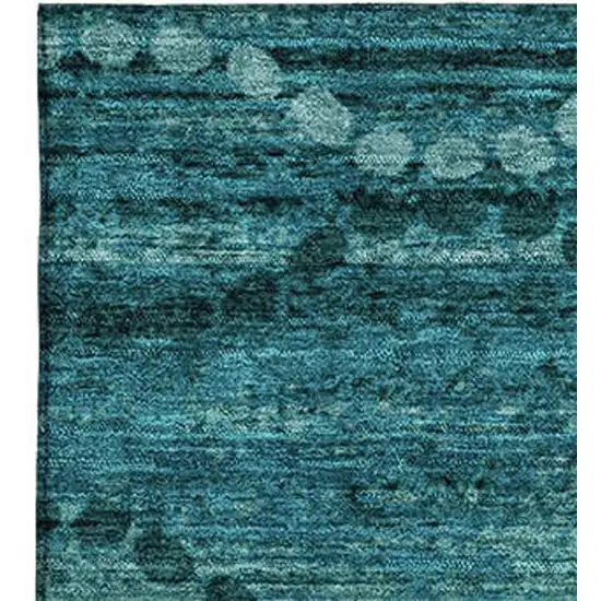Turquoise And Aqua Abstract Geometric Washable Area Rug With UV Protection Photo 3