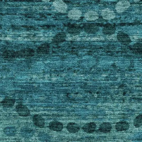 Turquoise And Aqua Abstract Geometric Washable Area Rug With UV Protection Photo 3