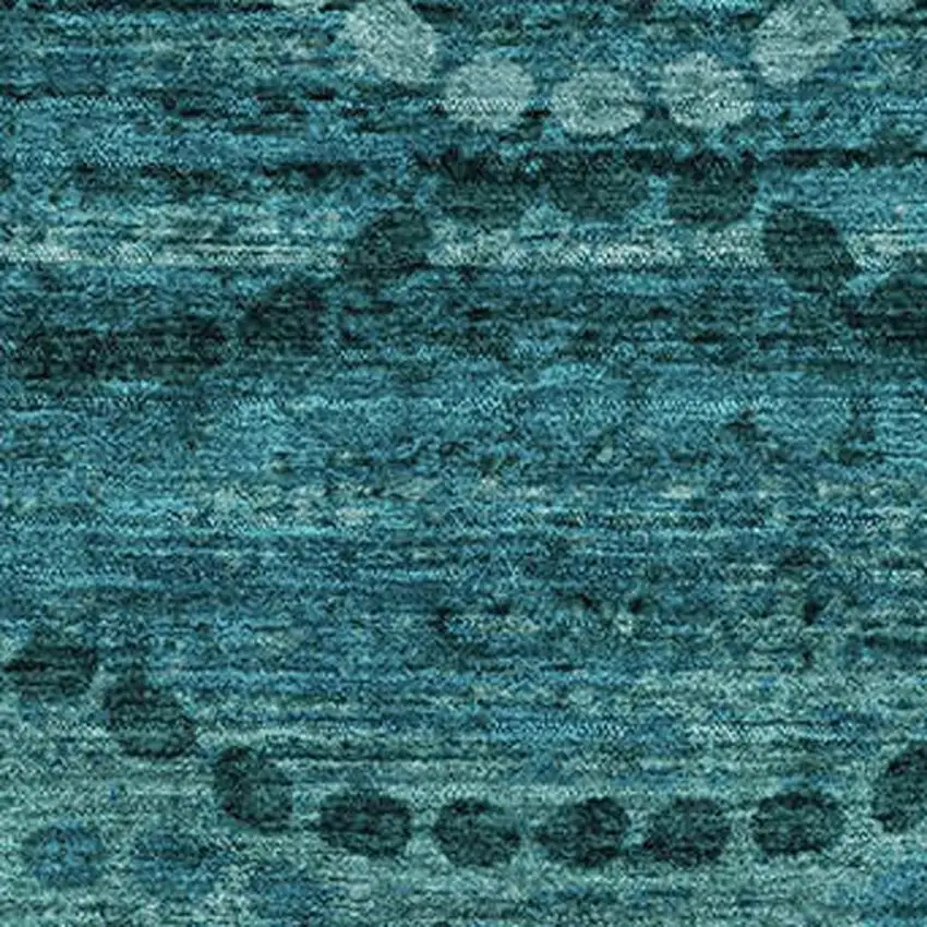 Turquoise And Aqua Abstract Geometric Washable Area Rug With UV Protection Photo 3