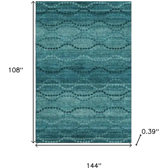Turquoise And Aqua Abstract Geometric Washable Area Rug With UV Protection Photo 9