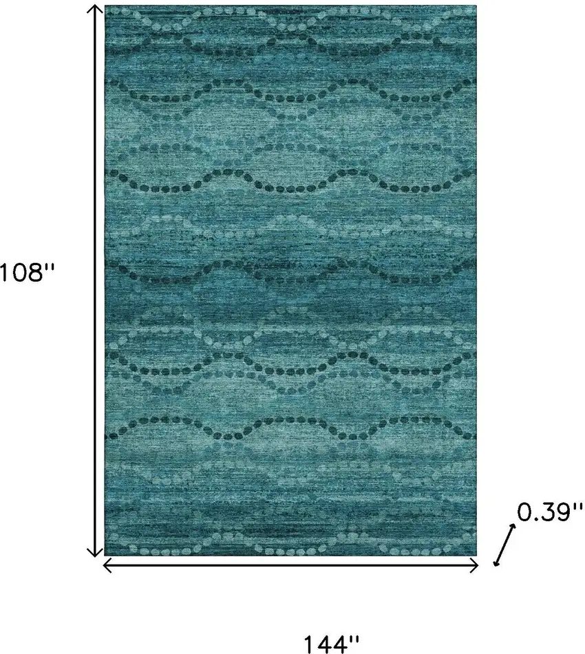 Turquoise And Aqua Abstract Geometric Washable Area Rug With UV Protection Photo 9