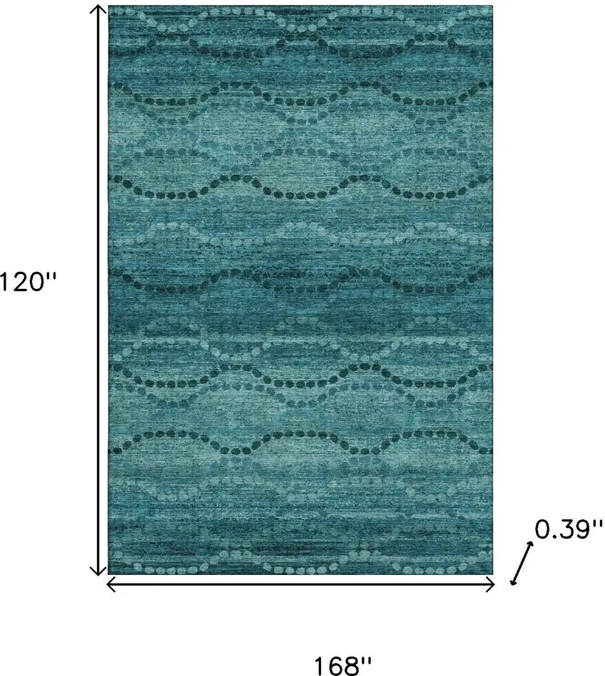 Turquoise And Aqua Abstract Geometric Washable Area Rug With UV Protection Photo 9