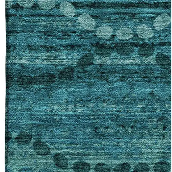 Turquoise And Aqua Abstract Geometric Washable Area Rug With UV Protection Photo 3