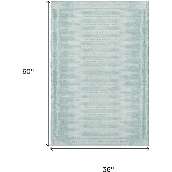 Turquoise And Aqua Geometric Washable Area Rug With UV Protection Photo 9