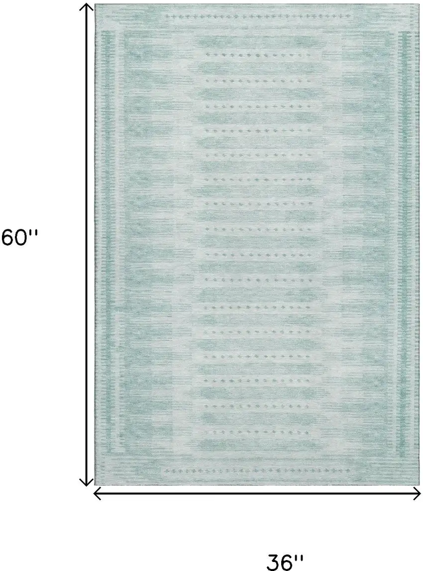 Turquoise And Aqua Geometric Washable Area Rug With UV Protection Photo 9