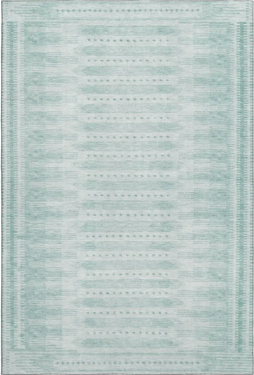 Turquoise And Aqua Geometric Washable Area Rug With UV Protection Photo 1