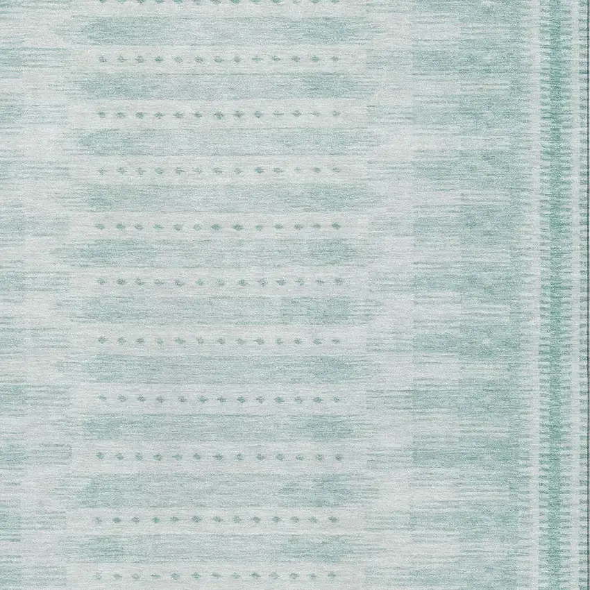 Turquoise And Aqua Geometric Washable Area Rug With UV Protection Photo 3