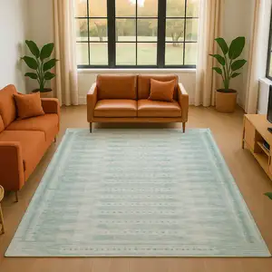 Photo of Turquoise And Aqua Geometric Washable Area Rug With UV Protection